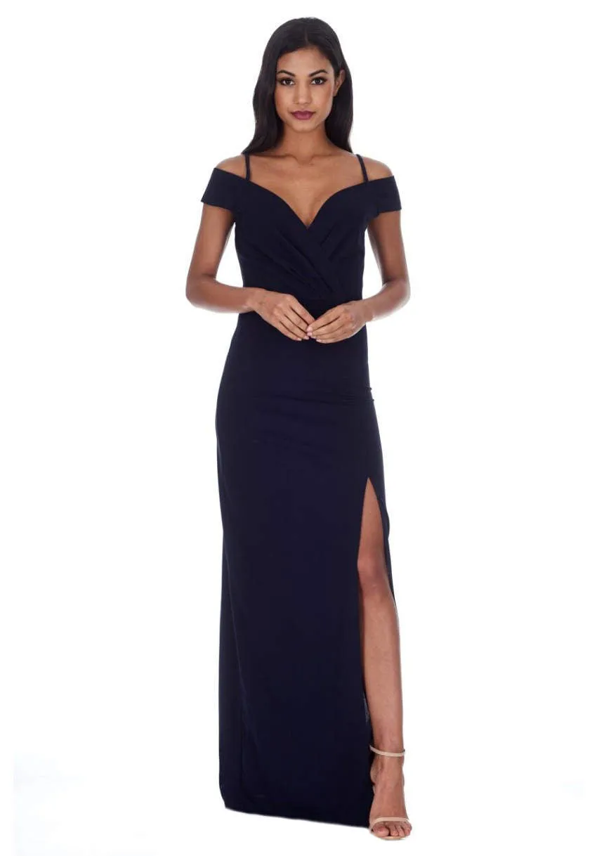 Navy Wrap Over Maxi Dress sold by AX Paris product image thumbnail 2