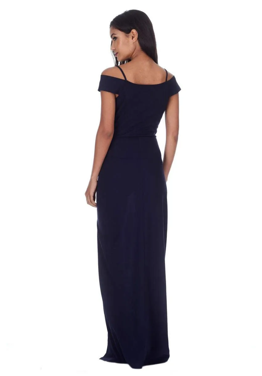 Navy Wrap Over Maxi Dress sold by AX Paris product image thumbnail 3