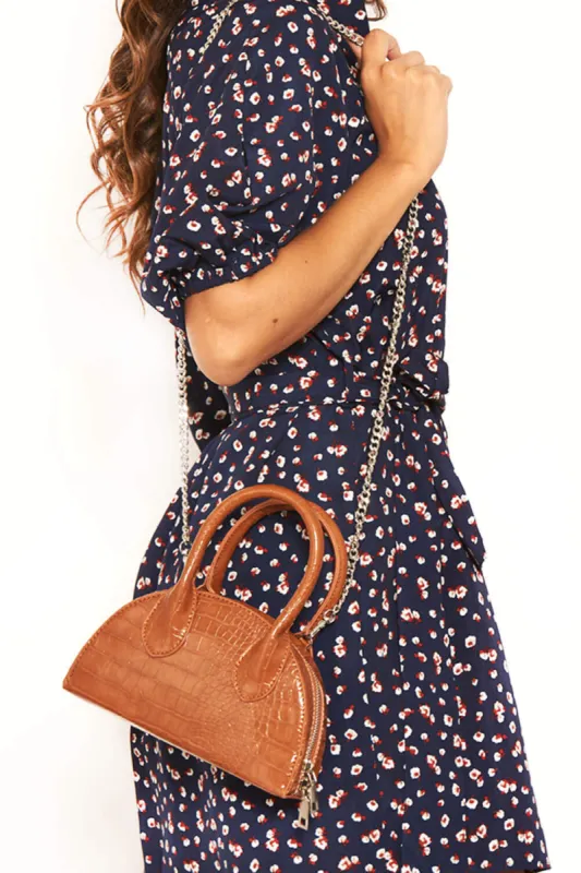 Tan Croc Tiny Bag sold by AX Paris