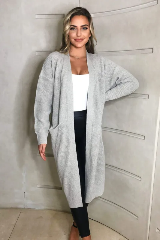 Grey Oversized Midi Length Cardigan sold by AX Paris