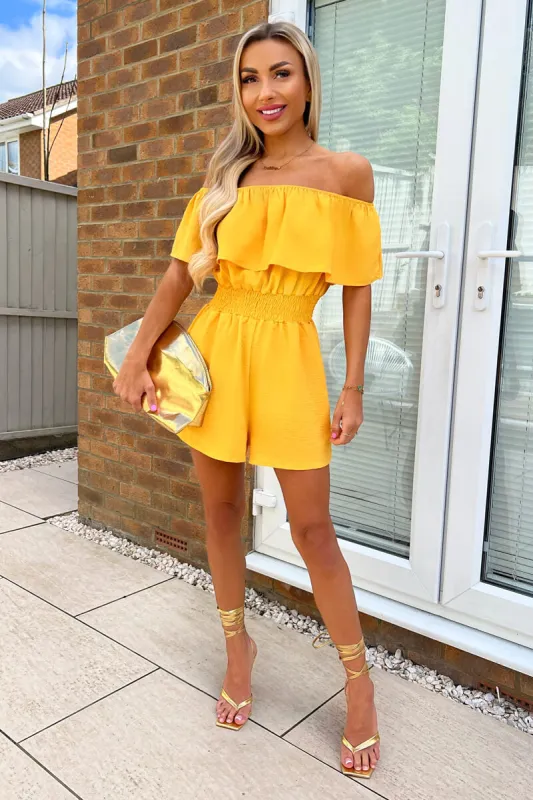 Yellow Bardot Playsuit sold by AX Paris