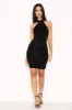 Black Sequin Velvet High Neck Dress sold by AX Paris