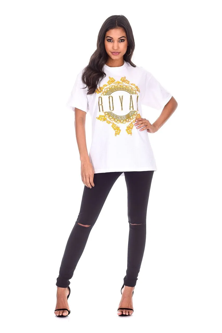 White Royal Slogan T-Shirt sold by AX Paris product image thumbnail 2