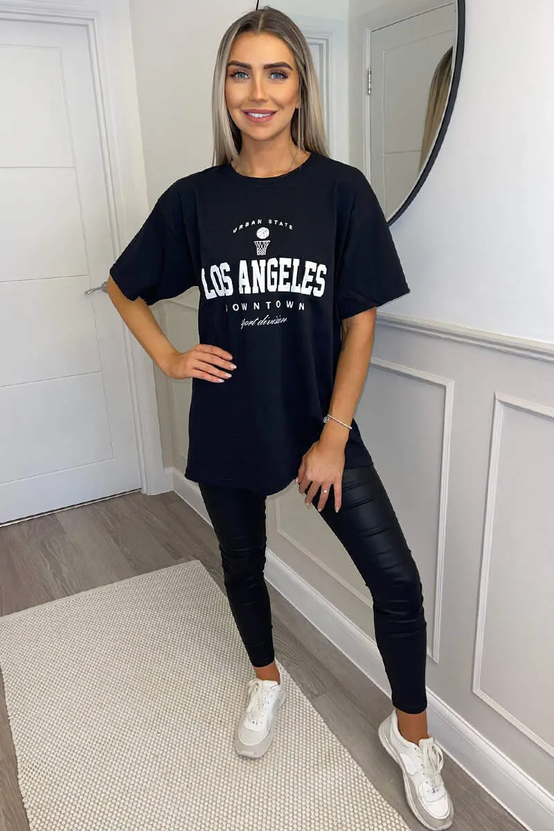 Black Los Angeles Slogan Oversized T-Shirt sold by AX Paris product image thumbnail 2