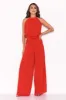 Red Pleated Choker Neck Jumpsuit sold by AX Paris