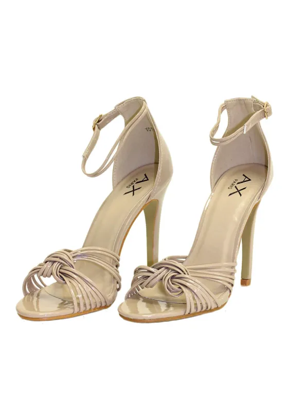Nude Patent Knot Front Heels sold by AX Paris