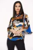 Blue Printed Wide Sleeve Top sold by AX Paris