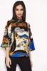 Blue Printed Wide Sleeve Top sold by AX Paris