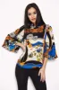 Blue Printed Wide Sleeve Top sold by AX Paris
