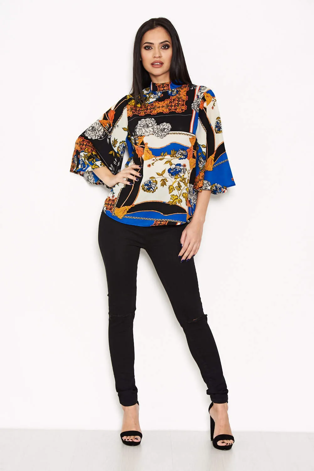 Blue Printed Wide Sleeve Top sold by AX Paris product image thumbnail 2