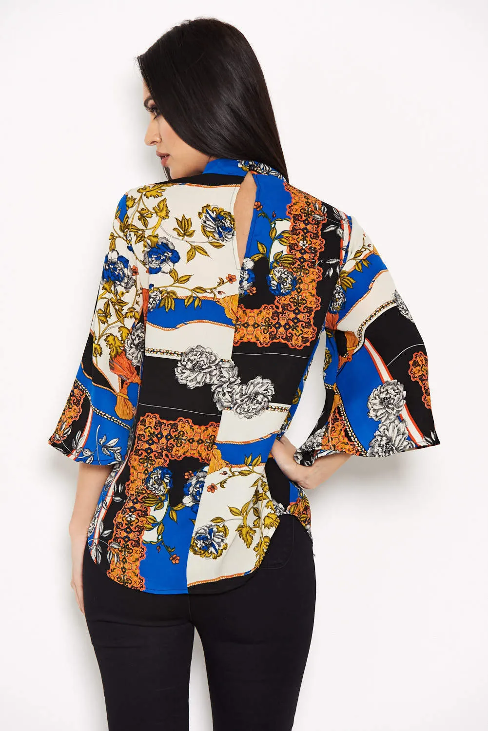 Blue Printed Wide Sleeve Top sold by AX Paris product image thumbnail 3