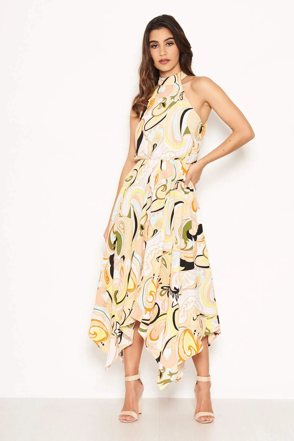 Multi Printed Halterneck Maxi Dress sold by AX Paris