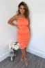 Peach Ruched Pleated Top Midi Dress sold by AX Paris