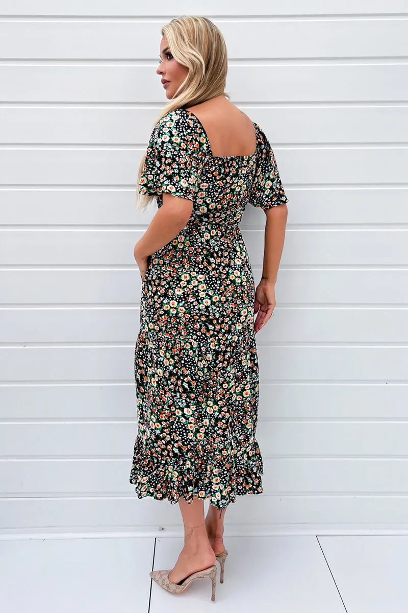 Multi Ditsy Printed Flutter Sleeve Midi Dress sold by AX Paris product image thumbnail 4