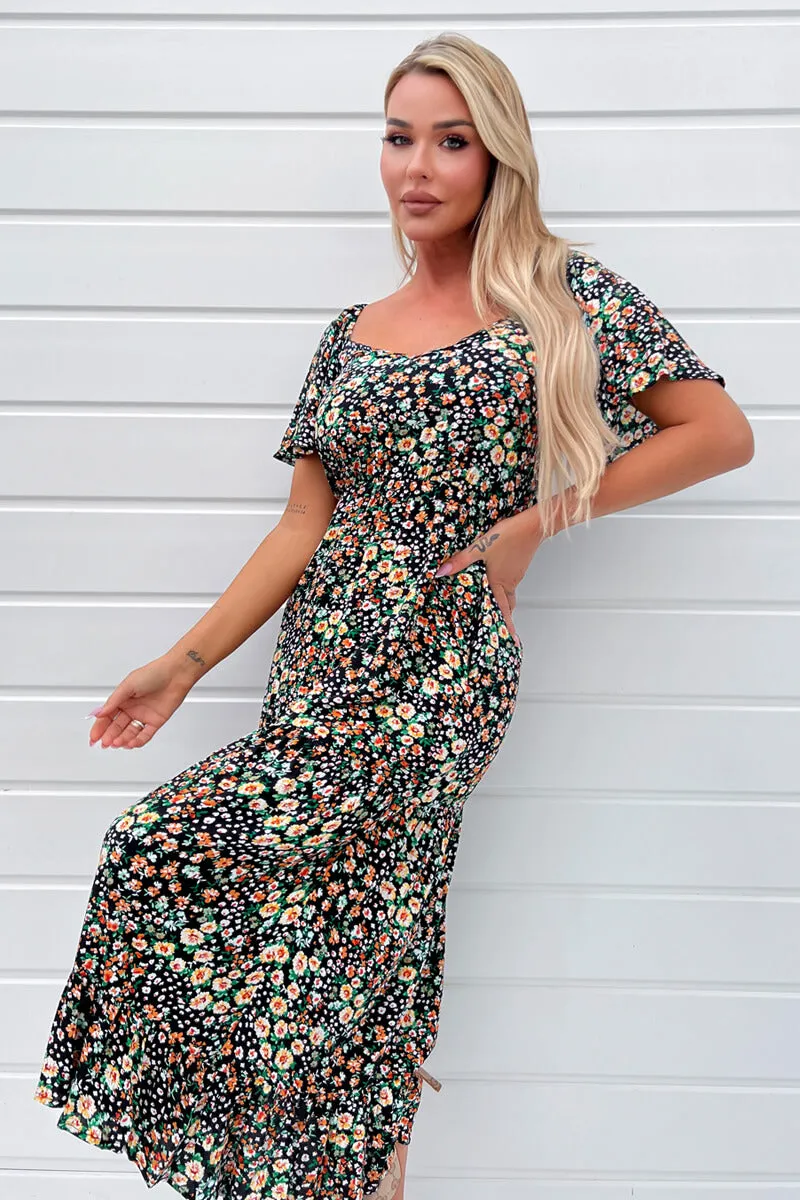 Multi Ditsy Printed Flutter Sleeve Midi Dress sold by AX Paris product image thumbnail 3