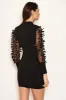 Black High Neck Bodycon Ruched Mesh Mini Dress sold by AX Paris