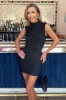 Black High Neck Bodycon Ruched Mesh Mini Dress sold by AX Paris