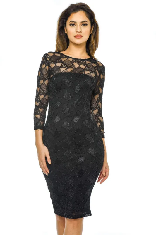 Black Sequin 3/4 Sleeve Bodycon Dress sold by AX Paris