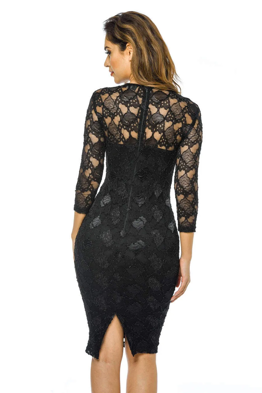 Black Sequin 3/4 Sleeve Bodycon Dress sold by AX Paris product image thumbnail 3