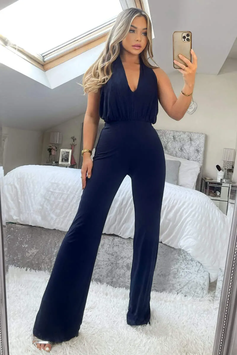 Navy Halter Tie Neck Jumpsuit sold by AX Paris product image thumbnail 2