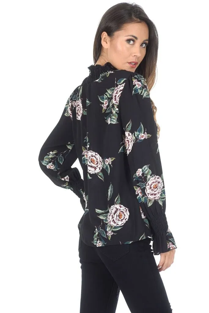 Black Floral High Neck Frill Top sold by AX Paris product image thumbnail 3