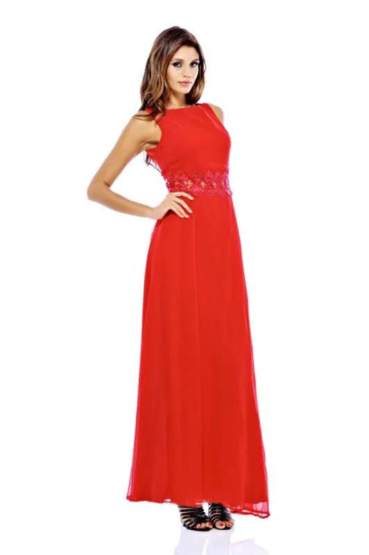 Embellished  Waist Chiffon Maxi Dress sold by AX Paris