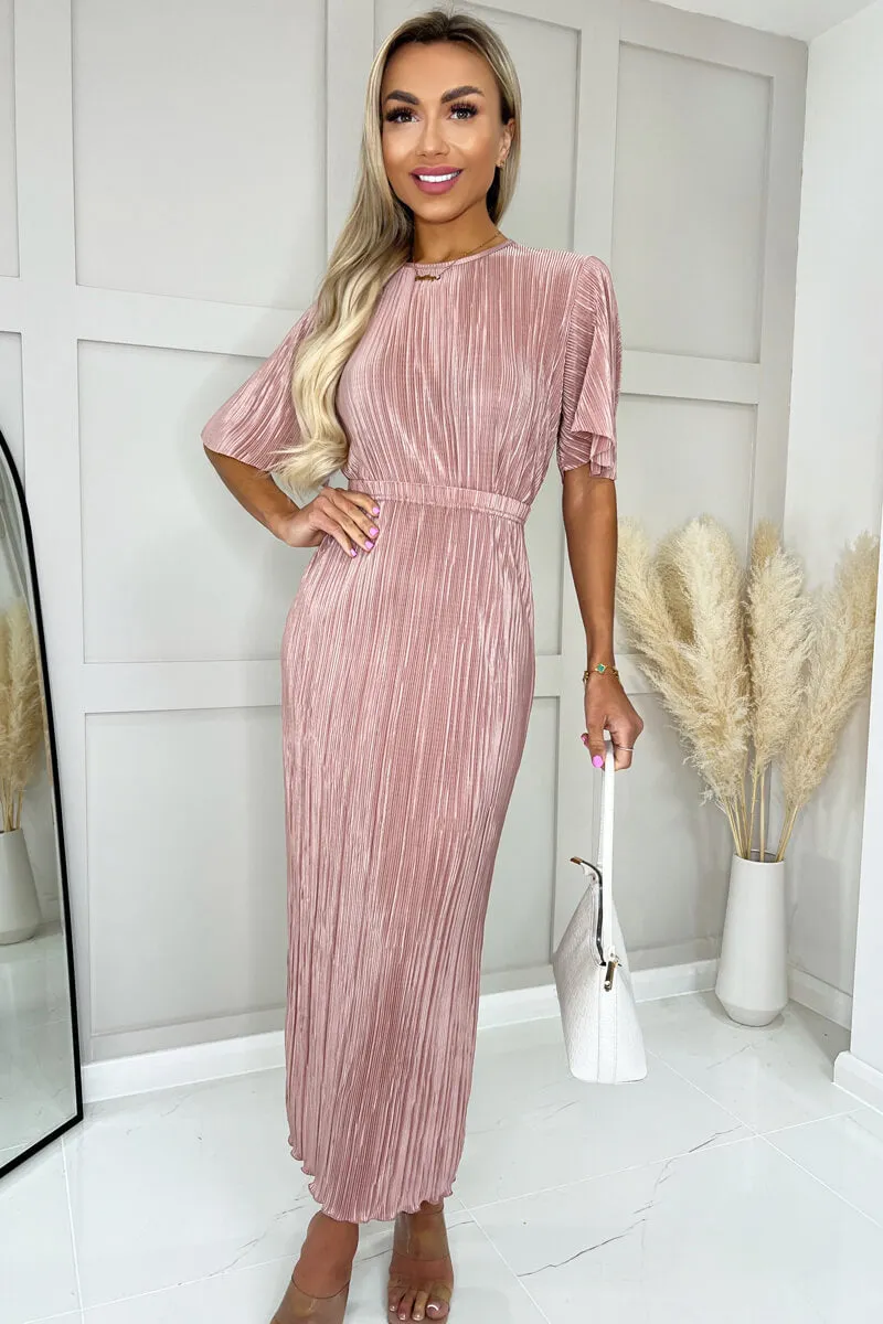 Champagne Plisse Maxi Skirt sold by AX Paris product image thumbnail 2