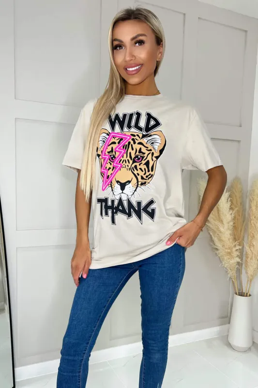 Stone Wild Thang Slogan T-Shirt sold by AX Paris