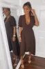 Chocolate Wrap Side Tie Midi Dress sold by AX Paris