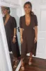 Chocolate Wrap Side Tie Midi Dress sold by AX Paris