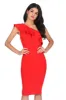 Red Asymmetric Frill Midi Dress sold by AX Paris
