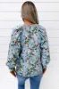 Blue Floral Print High Neck Wide Sleeve Top sold by AX Paris
