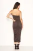 Grey Strapless Ruched Bodycon Midi Dress sold by AX Paris