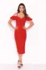 Red Midi Dress With Frill Detail sold by AX Paris