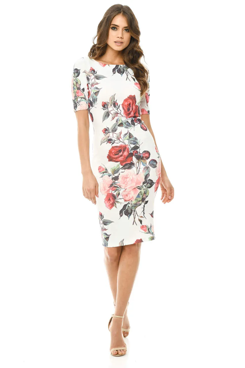 Floral Midi Bodycon Short Sleeve Dress sold by AX Paris product image thumbnail 3