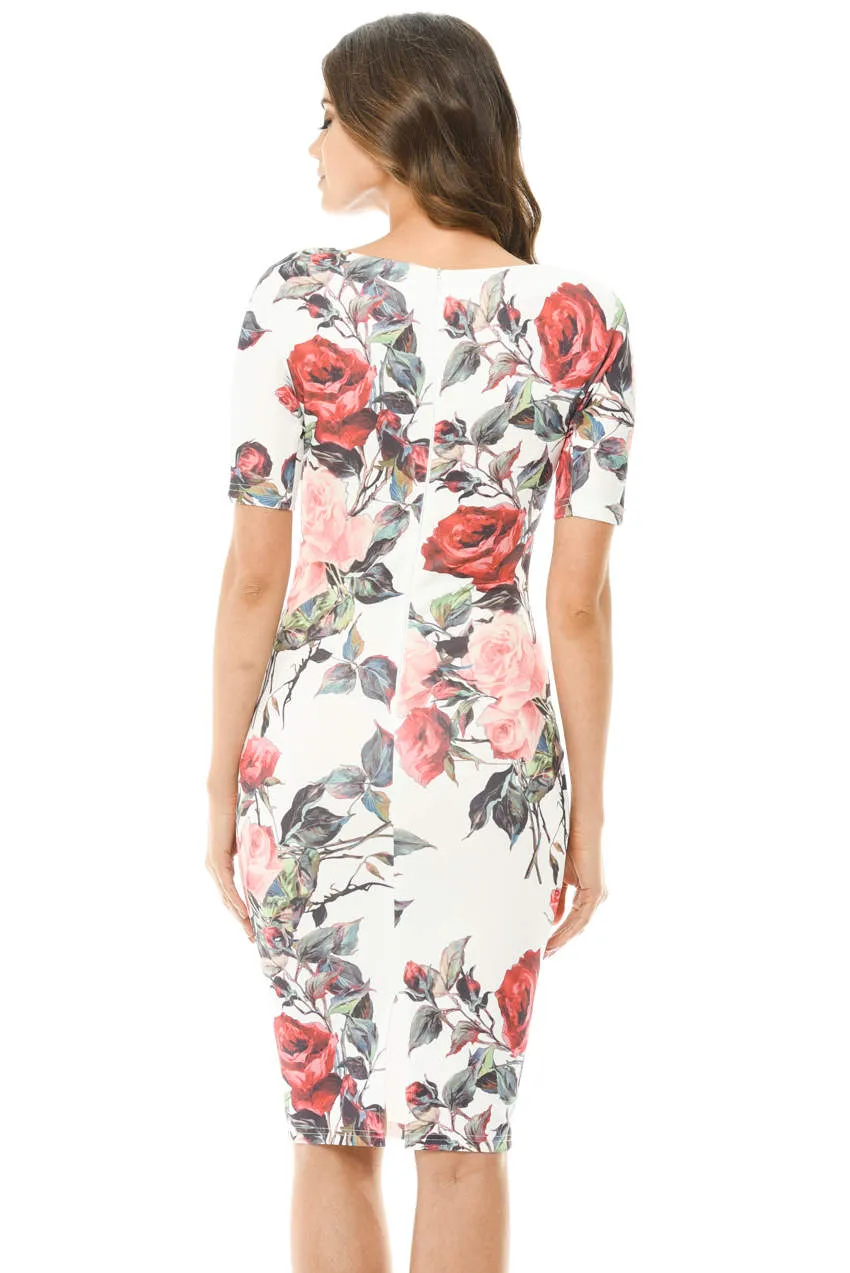 Floral Midi Bodycon Short Sleeve Dress sold by AX Paris product image thumbnail 4