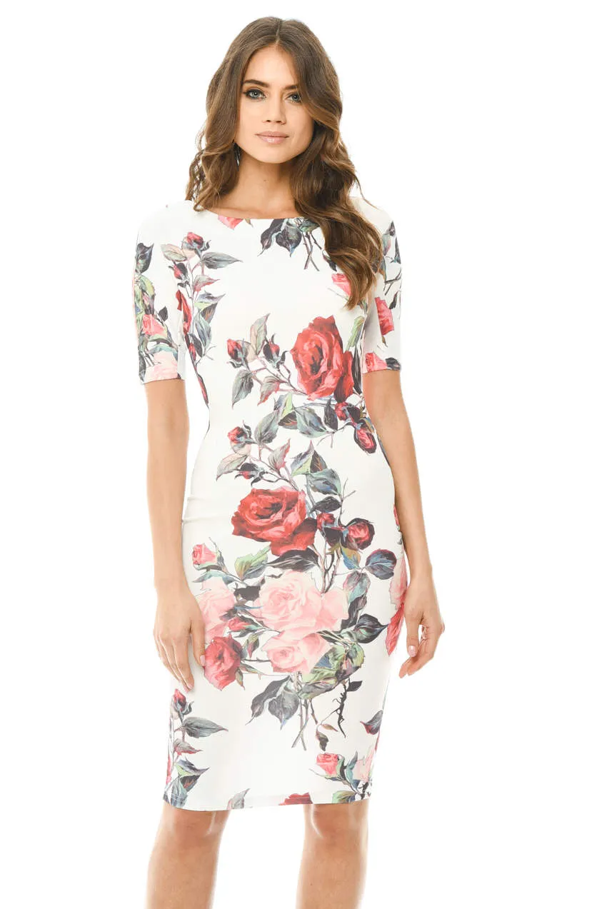 Floral Midi Bodycon Short Sleeve Dress sold by AX Paris