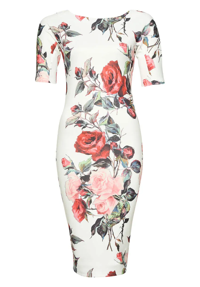 Floral Midi Bodycon Short Sleeve Dress sold by AX Paris product image thumbnail 2