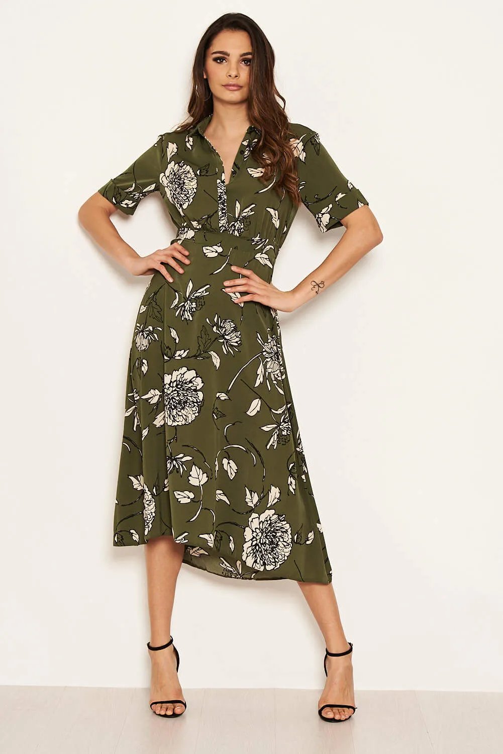 Khaki Printed Shirt Midi Dress sold by AX Paris product image thumbnail 5