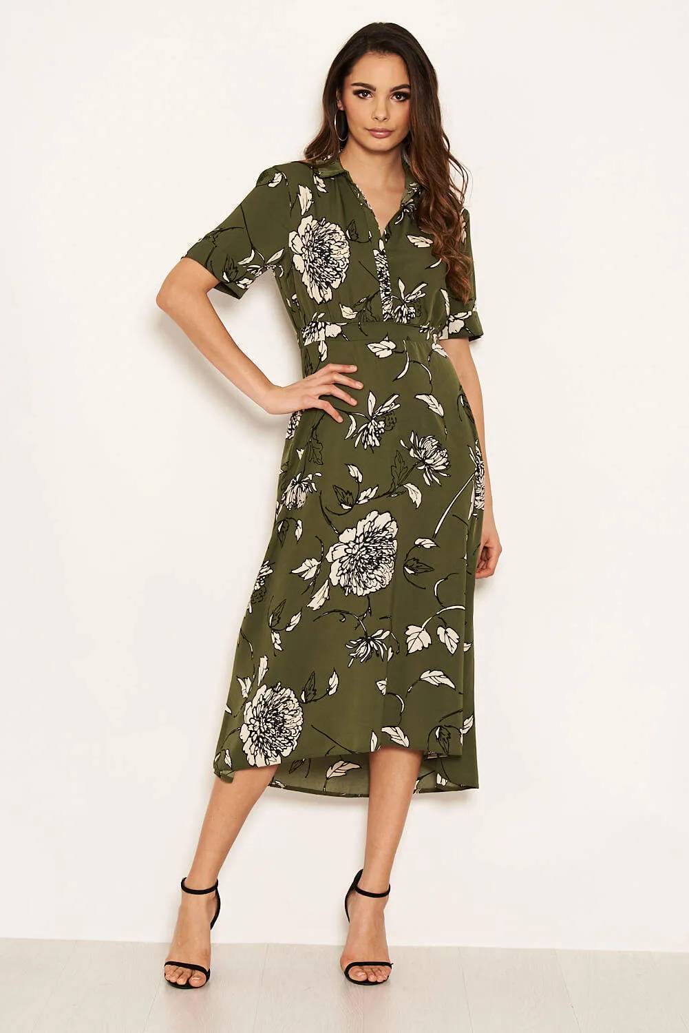 Khaki Printed Shirt Midi Dress sold by AX Paris product image thumbnail 2