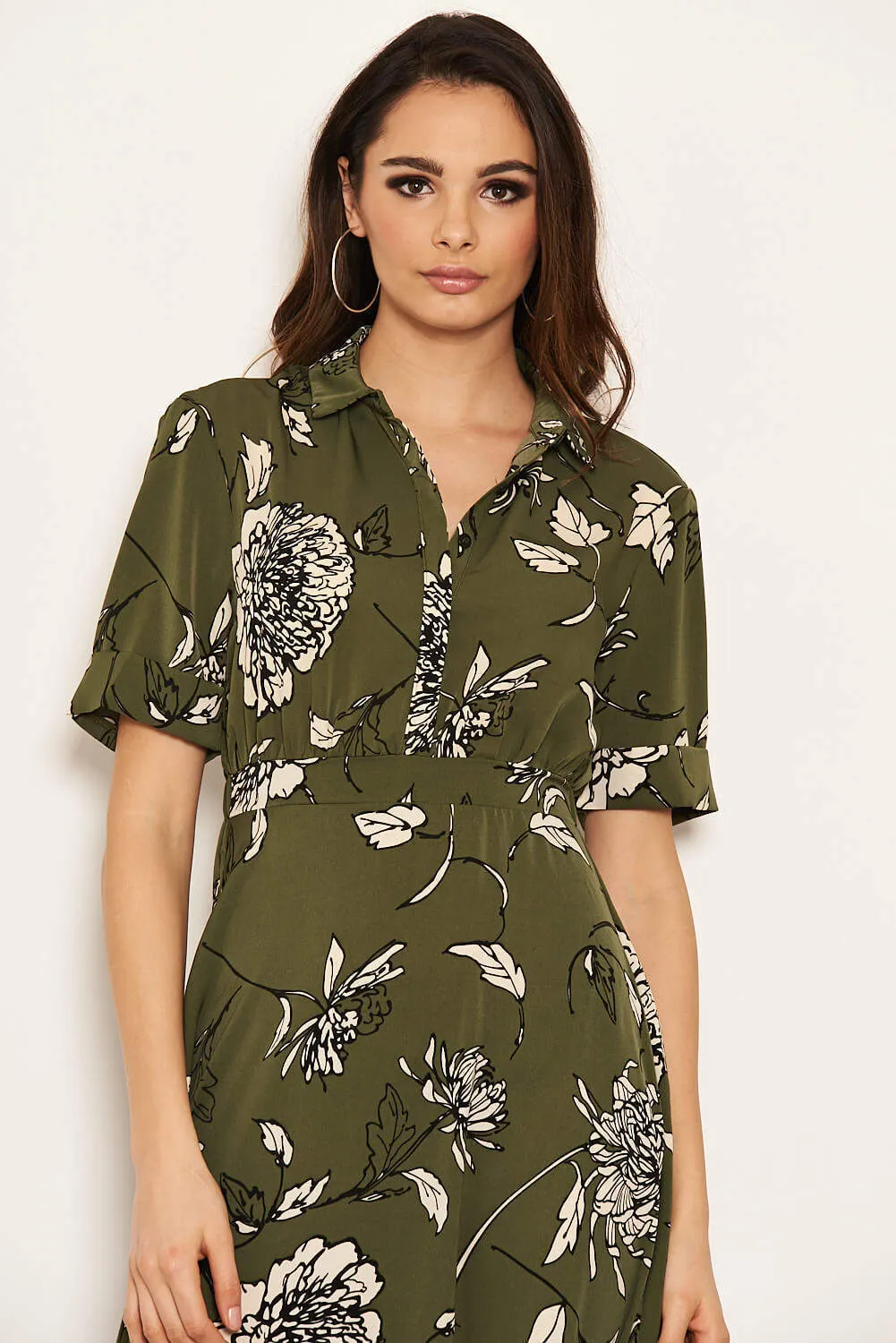 Khaki Printed Shirt Midi Dress sold by AX Paris product image thumbnail 3