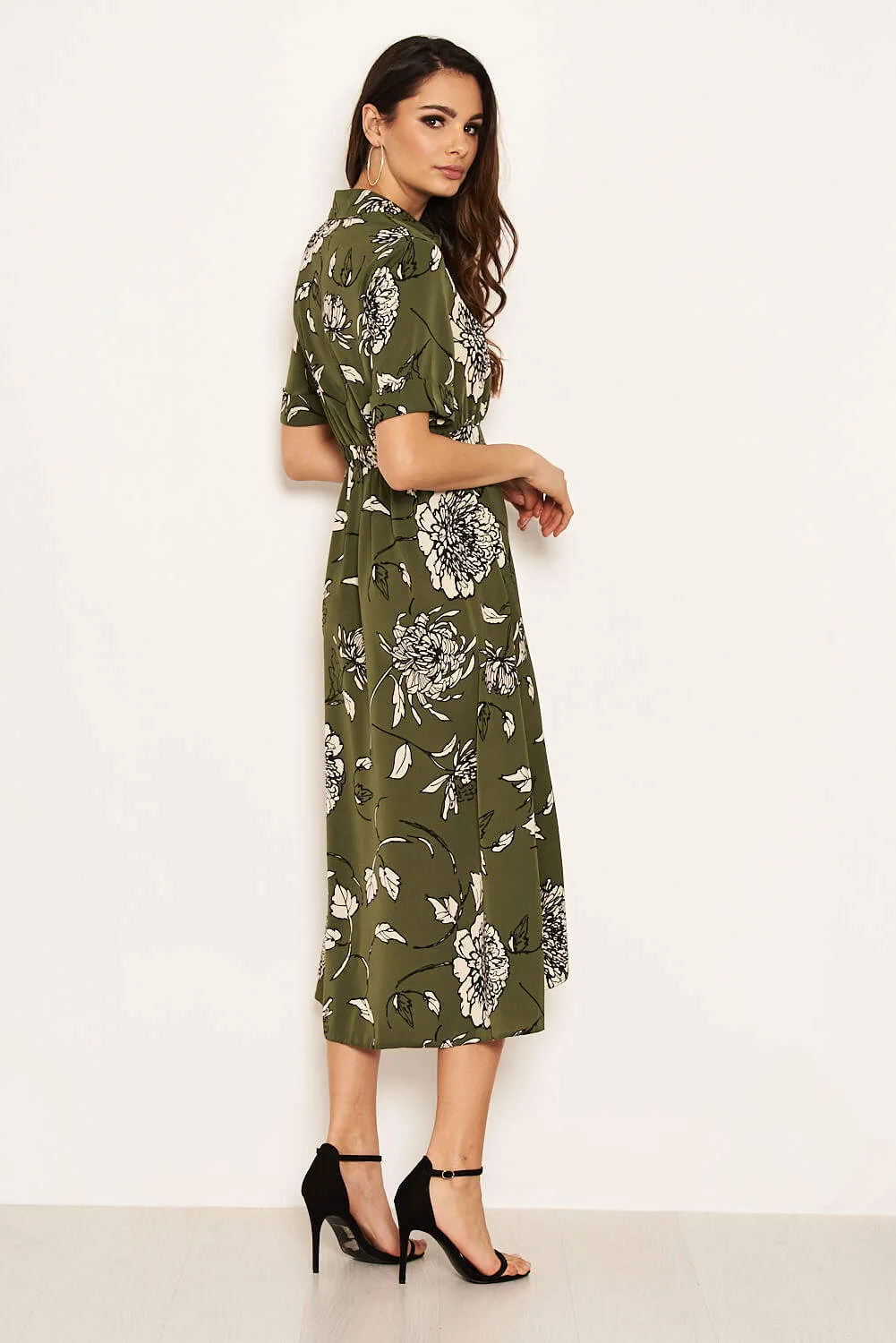 Khaki Printed Shirt Midi Dress sold by AX Paris product image thumbnail 4
