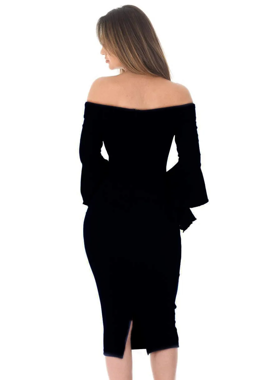 Black Notch Front Frill Sleeve Midi Dress sold by AX Paris product image thumbnail 3