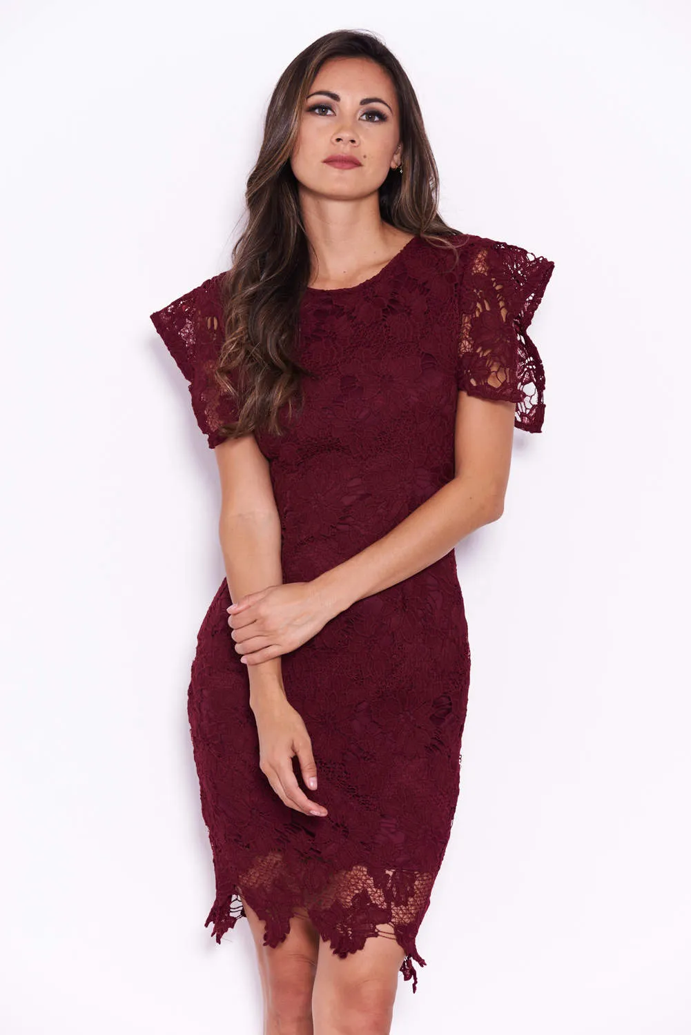 Plum Crochet Midi Dress sold by AX Paris