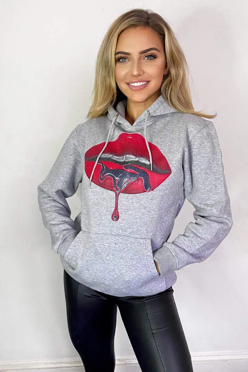 Grey Red Lips Hoodie sold by AX Paris product image thumbnail 5