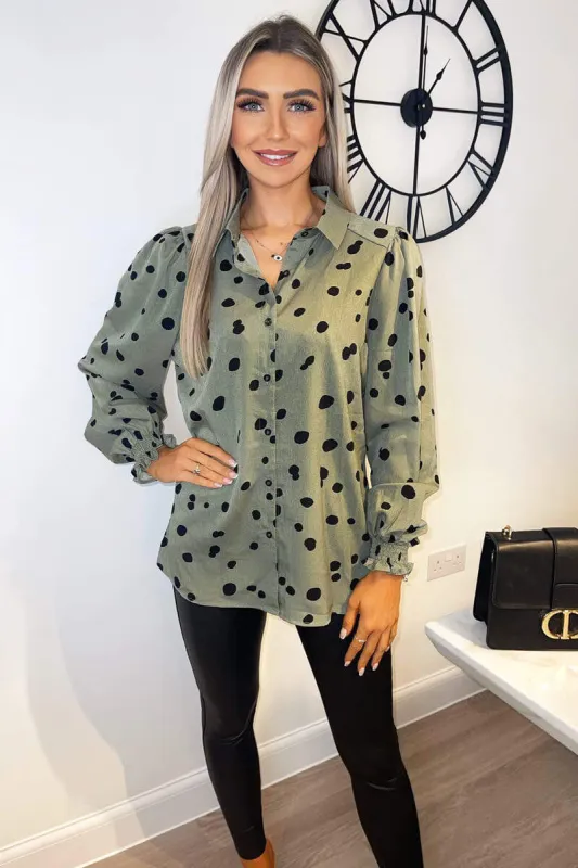 Khaki Printed Button Up Shirt sold by AX Paris