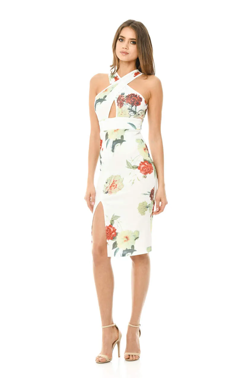 Cream Midi Dress with Floral Cross Front sold by AX Paris product image thumbnail 2