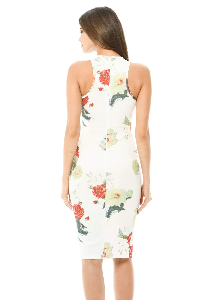 Cream Midi Dress with Floral Cross Front sold by AX Paris product image thumbnail 3