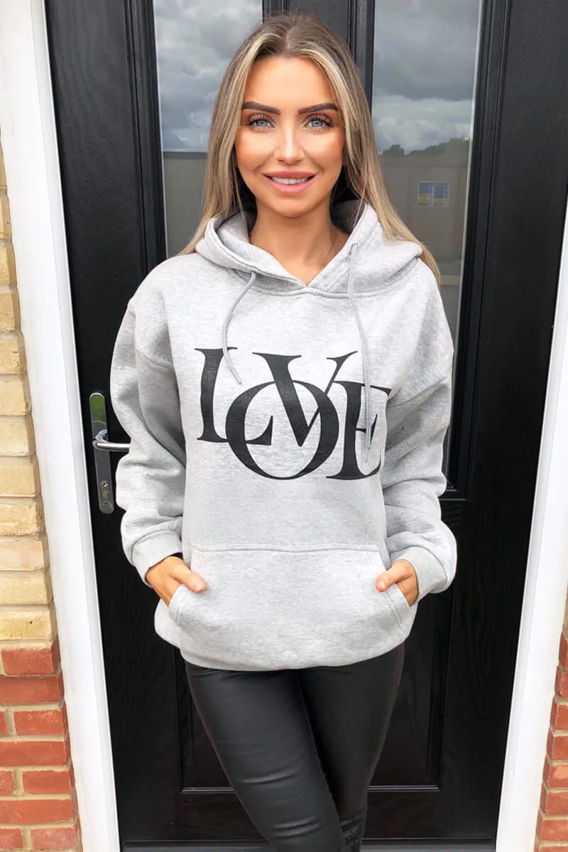 Grey Love Hoodie sold by AX Paris