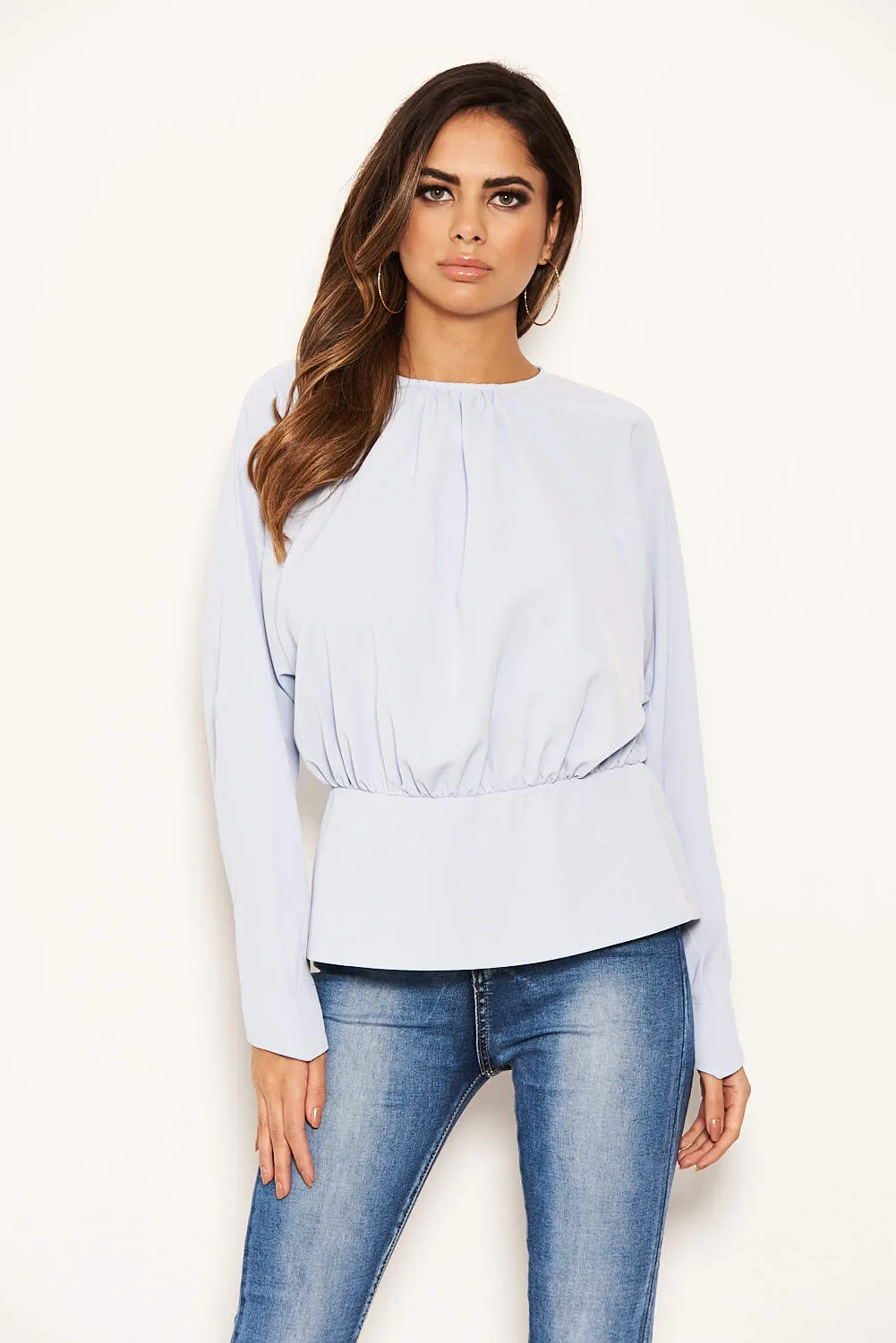 Blue Long Sleeve Pleated Top sold by AX Paris product image thumbnail 5